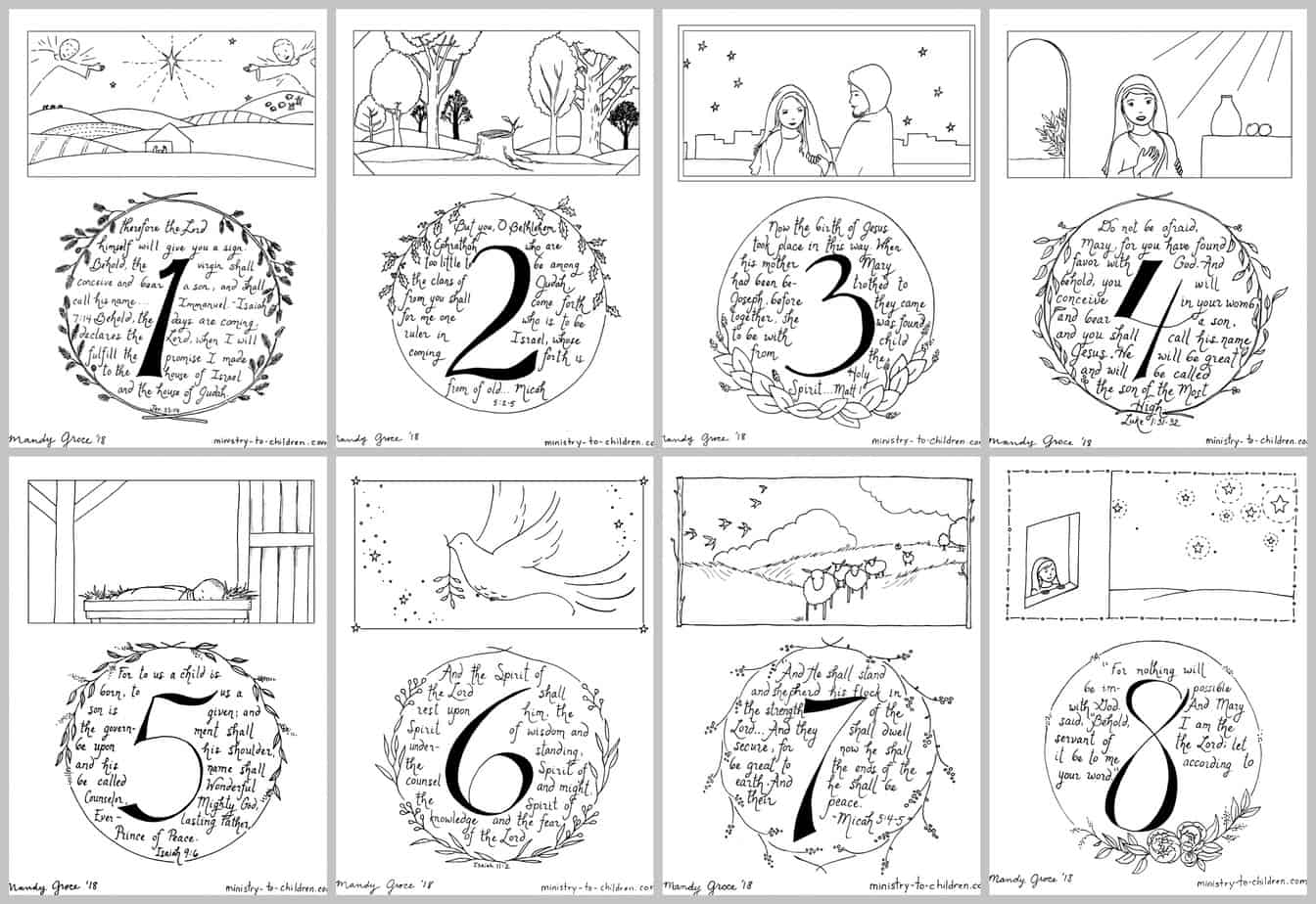 story of advent calendar coloring pages (pdf printable) ministry